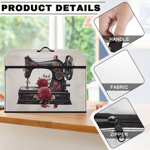 UNICEU Sewing Machine Rose Print Sewing Machine Cover Zipper Washable Easy Storage Dust Protection with Front Zipper Pocket Top Handle in Saudi Arabia