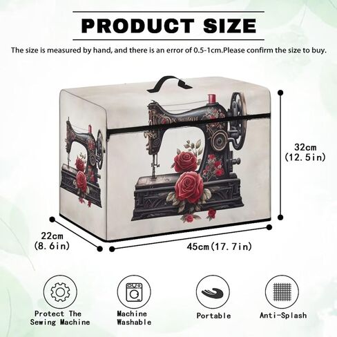 UNICEU Sewing Machine Rose Print Sewing Machine Cover Zipper Washable Easy Storage Dust Protection with Front Zipper Pocket Top Handle in Saudi Arabia
