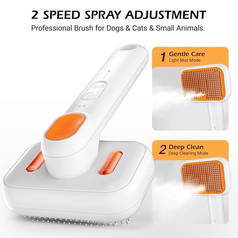 3-in-1 Pet Steam Brush: Rechargeable Grooming Tool with Gentle Mist Spray for Shedding Control, Self-Cleaning, 2-Speed, Waterproof, Safe Rounded Tips - For Dogs, Cats, Rabbits & All Coats in Saudi Arabia
