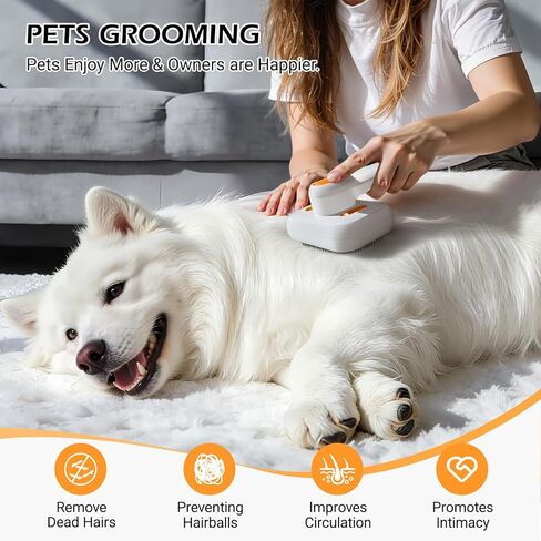 3-in-1 Pet Steam Brush: Rechargeable Grooming Tool with Gentle Mist Spray for Shedding Control, Self-Cleaning, 2-Speed, Waterproof, Safe Rounded Tips - For Dogs, Cats, Rabbits & All Coats in Saudi Arabia