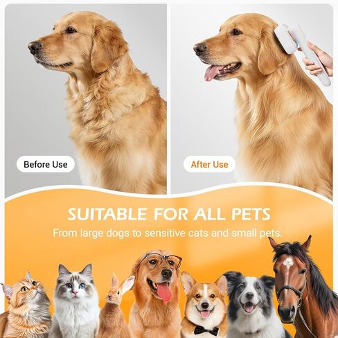 3-in-1 Pet Steam Brush: Rechargeable Grooming Tool with Gentle Mist Spray for Shedding Control, Self-Cleaning, 2-Speed, Waterproof, Safe Rounded Tips - For Dogs, Cats, Rabbits & All Coats in Saudi Arabia