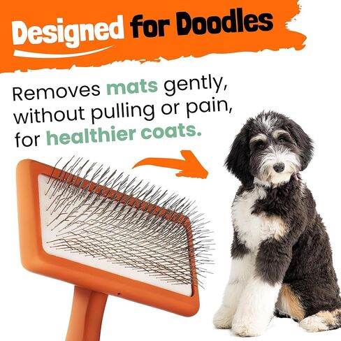 Slicker Brush for Dogs - Goldendoodle Brush with Poodle Comb and Cases Included - Goldendoodle Must Haves Grooming Tools - Designed for Doodles, Labradoodles, Bernedoodles - Medium - Orange in Saudi Arabia