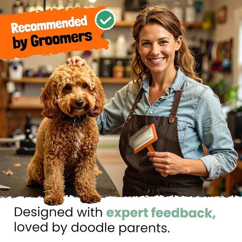 Slicker Brush for Dogs - Goldendoodle Brush with Poodle Comb and Cases Included - Goldendoodle Must Haves Grooming Tools - Designed for Doodles, Labradoodles, Bernedoodles - Medium - Orange in Saudi Arabia