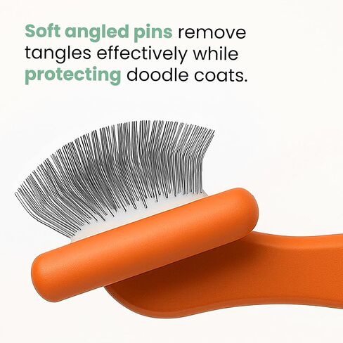 Slicker Brush for Dogs - Goldendoodle Brush with Poodle Comb and Cases Included - Goldendoodle Must Haves Grooming Tools - Designed for Doodles, Labradoodles, Bernedoodles - Medium - Orange in Saudi Arabia