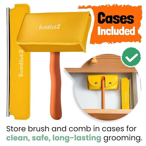 Slicker Brush for Dogs - Goldendoodle Brush with Poodle Comb and Cases Included - Goldendoodle Must Haves Grooming Tools - Designed for Doodles, Labradoodles, Bernedoodles - Medium - Orange in Saudi Arabia