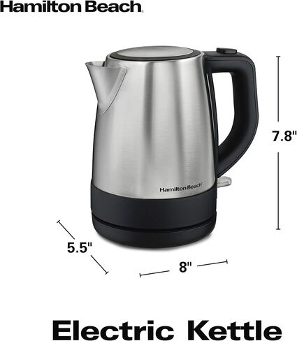 Hamilton Beach Electric Tea Kettle, Water Boiler & Heater, 1 L, Cordless, Auto-Shutoff & Boil-Dry Protection, Stainless Steel (40998) in Saudi Arabia