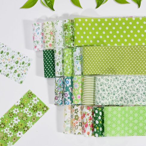 40 PCS 2.56'' x 19.6'' Sewing Fabric Rectangles, 100% Cotton Fat Quarter Floral Printed Precut Fabric, for DIY Patchwork, Sewing, Quilting, Crafting, Patchwork Cushions (Floral Green2) in Saudi Arabia