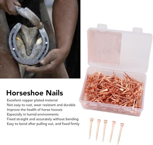 YUYTE 250Pcs Horseshoe Nails, Copper Plated Rustproof Equestrian Riding Equipment, with Plastic Storage Box, for Horse Hoof Care and Livestock Farm Use (45mm E3) in Saudi Arabia