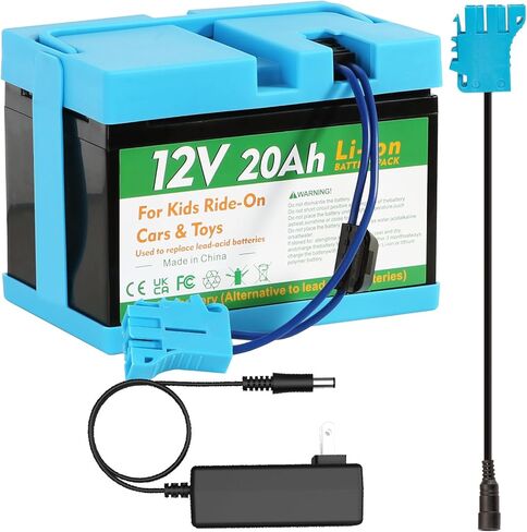 12V 24A Lithium-ion Battery for Peg Perego John Deere Tractor, Ride-on Toy Battery Replacement with Charger and Cable in Saudi Arabia