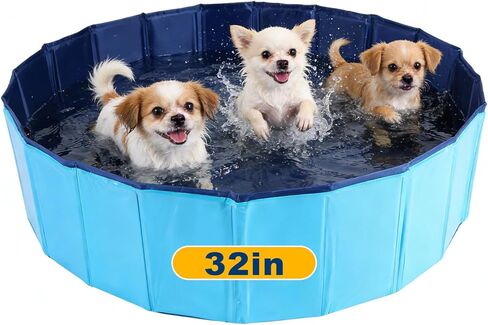 Whelping Pen for Dogs, Foldable Birthing Pool for Dogs, Whelping Box for Dogs and Puppies, Poartable Plastic Swimming Pool & Bath Tub (Blue) (47.2" Dia. × 11.8"H (120cm × 30cm)) in Kuwait