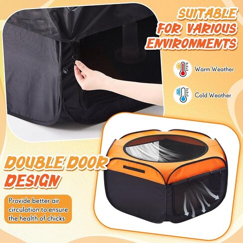 صندوق حضانة لمجموعة أدوات الدجاج المبتدئة، قلم حضانة دجاج بباب مزدوج / روضة أطفال / خيمة مع لوحة تسخين 10 × 10 بوصة، وسادة تعشيش، وحدة تغذية الكتاكيت والماء، جثم الفرخ حتى 15 كتكوت، بطة، سمان in Kuwait