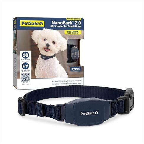 PetSafe NanoBark 2.0 Bark Collar for Small Dogs - Lightweight, Adjustable Dog Collar - Smart Bark Detection - Auto-Adjusting Static Correction - Waterproof & Rechargeable - 4–15" in Saudi Arabia
