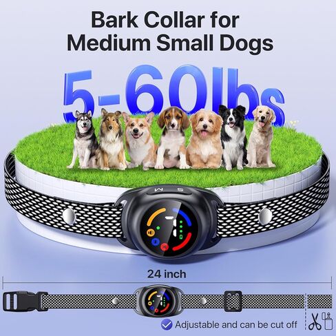 Bark Collar for Small Medium Dogs, Dog Bark Collar with Beep Vibration, IP67 Waterproof Rechargeable Barking Collar with 7 Adjustable Sensitivity (Classic Black) in Saudi Arabia