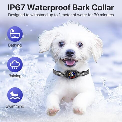 Bark Collar for Small Medium Dogs, Dog Bark Collar with Beep Vibration, IP67 Waterproof Rechargeable Barking Collar with 7 Adjustable Sensitivity (Classic Black) in Saudi Arabia