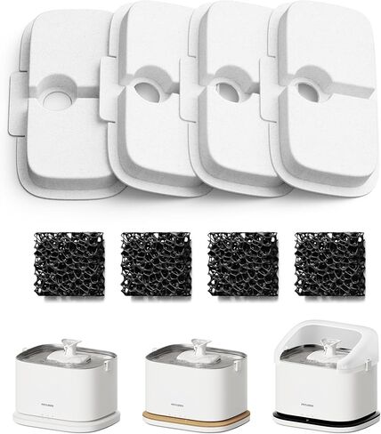 PETLIBRO Cat Water Fountain Filter, 4 Packs Cat Fountain Filter Replacement & Sponges for Dockstream WF106/WF116/WF105/WF115/WF005, 2-Month Set Easy-Swap for PETLIBRO Pet Fountain in Saudi Arabia