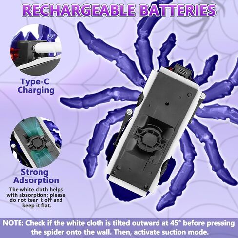 العنكبوت الزاحف على الحائط، ألعاب روبوت للتحكم عن بعد قابلة لإعادة الشحن للأطفال، عنكبوت لتسلق الجدار يدور 360 درجة مع عيون LED للأولاد والبنات من سن 3 سنوات فما فوق، هدايا عيد ميلاد للأولاد من سن 3 إلى 12 عامًا in Kuwait