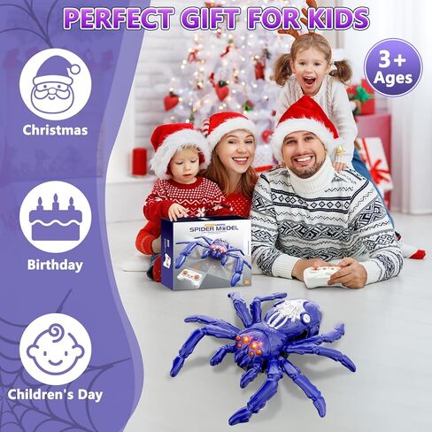 العنكبوت الزاحف على الحائط، ألعاب روبوت للتحكم عن بعد قابلة لإعادة الشحن للأطفال، عنكبوت لتسلق الجدار يدور 360 درجة مع عيون LED للأولاد والبنات من سن 3 سنوات فما فوق، هدايا عيد ميلاد للأولاد من سن 3 إلى 12 عامًا in Kuwait