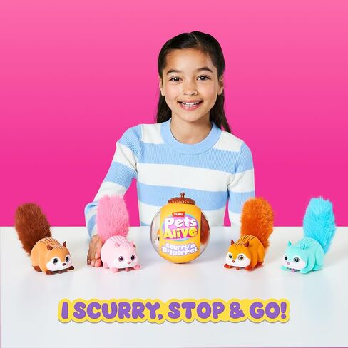 Pets Alive Scurry'n Squirrel (أزرق + برتقالي) عبوتان من ZURU - لعبة روبوتية تفاعلية للحيوانات الأليفة، سنجاب متحرك بحركات وأصوات واقعية، للأعمار من عامين فما فوق، طفل صغير in Saudi Arabia