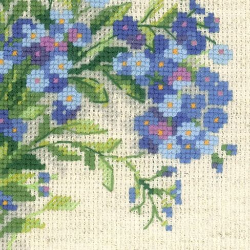 RIOLIS - Forget Me Nots 1496، مجموعات غرز متقاطعة زهرية 7,87 بوصة × 7,87، مجموعات غرز متقاطعة للمبتدئين والمتقدمين، مجموعات خياطة متقاطعة للبالغين، مجموعات خياطة محسوبة، مجموعة تطريز الزهور in Kuwait