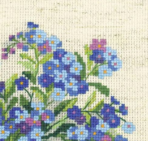 RIOLIS - Forget Me Nots 1496، مجموعات غرز متقاطعة زهرية 7,87 بوصة × 7,87، مجموعات غرز متقاطعة للمبتدئين والمتقدمين، مجموعات خياطة متقاطعة للبالغين، مجموعات خياطة محسوبة، مجموعة تطريز الزهور in Kuwait