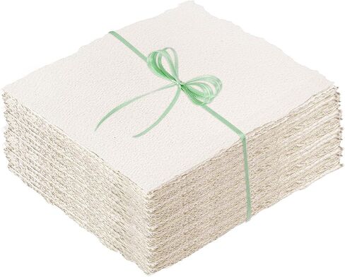 100 Sheets Deckled Edge Paper 5x7 inches, 160 GSM Handmade Paper, Rough/Textured Watercolor Paper for Wedding Invitations, Cards, Crafts in Kuwait