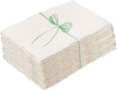 100 Sheets Deckled Edge Paper 5x7 inches, 160 GSM Handmade Paper, Rough/Textured Watercolor Paper for Wedding Invitations, Cards, Crafts in Kuwait