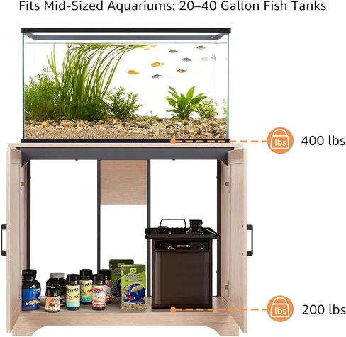 unipaws 20-40 gallon Aquarium Stand, Fish Tank Stand with Storage Cabinet, Wooden Tank Stand for Turtle Tank, Reptile Terrarium, Nature in Saudi Arabia