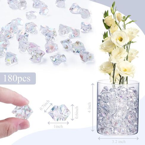 FUTUREPLUSX Decorative Gem & Ice Rock Bundle – 1LB Blue Flat Glass Marbles + 180PCS Iridescent Acrylic Fake Ice Cubes for Vases, Table Scatter, Crafts, Wedding, Aquarium & Home Decor in Saudi Arabia