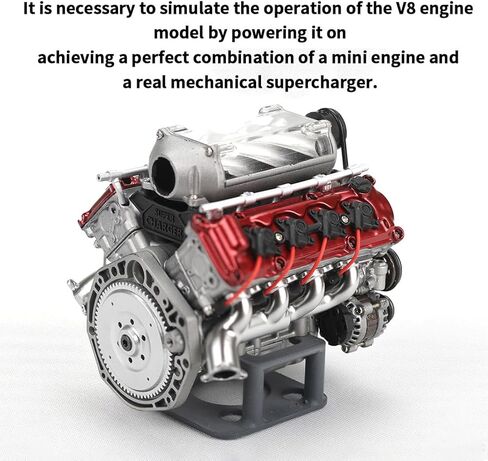 مجموعة نماذج محرك V8 صغيرة تعمل، محرك RC فائق الشحن وظيفي بطباعة ثلاثية الأبعاد MAD لسيارة طراز AX90104 SCX10Ⅱ Capra VS4-10 Pro/Ultra in Saudi Arabia