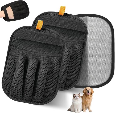 2 Packs Electrostatic Pet Hair Remover Glove for Dogs and Cats – Reusable Brush Pet Hair Removal Glove for Furniture, Car Interiors, Bedding & Clothing in Saudi Arabia