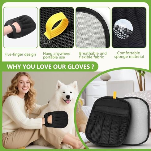 2 Packs Electrostatic Pet Hair Remover Glove for Dogs and Cats – Reusable Brush Pet Hair Removal Glove for Furniture, Car Interiors, Bedding & Clothing in Saudi Arabia