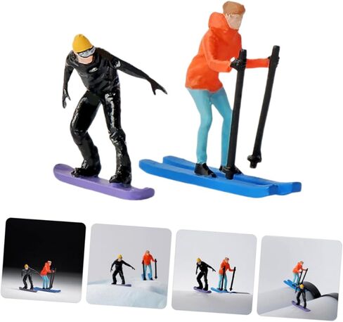 Totority 2pcs Miniature Skiing People Models Scale for Diorama Decor Skiers Mini Toys in Kuwait