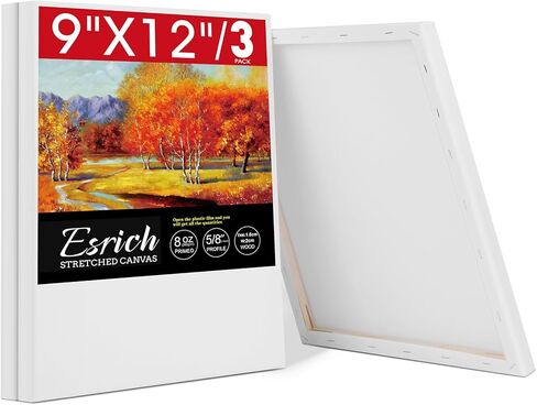 ESRICH Stretched Canvas for Painting, 3 Pack 8x10 Canvas Value Pack, Primed Acid-Free Cotton Blank Canvas, Paint Canvases for Oil & Acrylic Paint. in Saudi Arabia