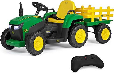 Peg Perego John Deere Farm Power 12 فولت جرار ومقطورة مع جهاز تحكم عن بعد in Kuwait