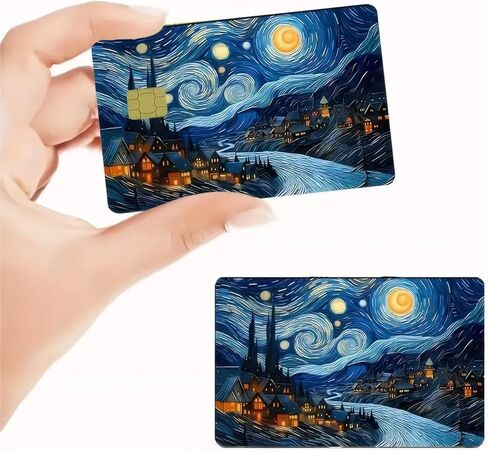 1pc Starry Night Credit Card Decoration Sticker,Van Gogh Style Oil Painting,Ultrathin PVC Anti Fingerprint Durable Credit Card in Saudi Arabia
