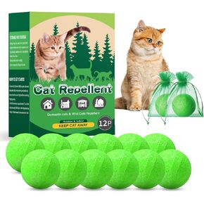 كرات طبيعية طاردة للقطط (12 عبوة) - للاستخدام الداخلي والخارجي، رادع للقطط في الهواء الطلق لإبعاد القطط، إبقاء القطط خارج الفناء بشكل دائم، طارد للزيوت العطرية، يحمي الأثاث من الخدش in Kuwait