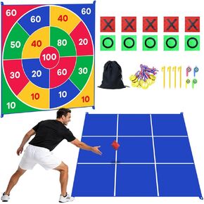 2-in-1 Giant Tic Tac Toe Game Bean Bag Toss Games, 4.5FT Double-Sided Large Tic Tac Toe Game with 10 Pcs Bean Bags, Outdoor Games for Adults and Family Lawn Yard Carnival Field Day Party in Saudi Arabia