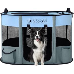 Foldable Dog Cat Playpen, Portable Dog Crate for Puppies, Cat, Puppy Play Pen for Indoors, Kennel Tent Crate for Indoor Outdoor Travel Camping Use with Carrying Case (Blue, M) in Kuwait