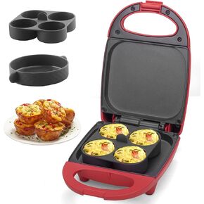 صانعة قضمة البيض مع قالبين من السيليكون لساندويتشات الإفطار، وصانعة الإفطار، ومقلاة العجة، والوجبات الخفيفة الصحية أو الحلويات، باللون الأحمر in Kuwait