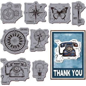 GLOBLELAND مخطط صغير ضوء التشبث المطاط ختم 22 × 18 سم لمبة البوصلة EVA Cling Mount Stamps فراشة مفتاح المطاط طوابع مجموعة لصنع البطاقات ألبوم الصور ديكور الديكور DIY سكرابوكينغ in Kuwait