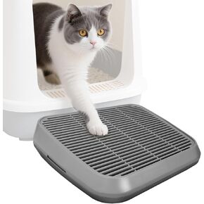 منحدر لصندوق الفضلات للقطط، مقعد بدواسة للقطط مع وظيفة الفلتر، مصيدة فضلات القطط مزدوجة الطبقات، قابلة للغسل، سهلة التنظيف، حصيرة فضلات القطط مناسبة للقطط الصغيرة والمسنين (رمادي) in Kuwait