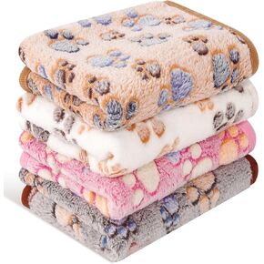 4 قطع من بطانيات الحيوانات الأليفة الناعمة الفاخرة القابلة للغسل، بطانيات فلانيل مقاس 23 بوصة × 16 بوصة للكلاب والجرو والقطط، بني/وردي/أبيض/قهوة in Kuwait