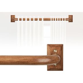 Blackout Wrap Around Curtain Rods for Windows 28 to 48 Inch:Room Darkening Imitation Wood Curtain Rod Heavy Duty Adjustable 1Inch Wooden Curved French Return Wraparound Curtain Rods Round Hidden in Saudi Arabia