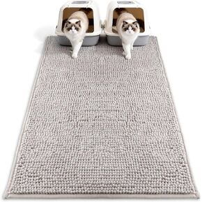 بساط فضلات القطط من بيفيف شانيل لصندوق الفضلات، مقاس 28 × 22 بوصة، حصيرة ناعمة فائقة الامتصاص، مقاومة للماء وغير قابلة للانزلاق، سهلة التنظيف، حصيرة محاصرة فضلات القطط الداخلية، رمادي in Kuwait