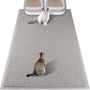 بساط فضلات القطط، بساط صندوق الفضلات مقاس 20 × 15 بوصة مقاوم للماء وغير قابل للانزلاق وسهل التنظيف وقابل للغسل للكيتي (رمادي) in Kuwait