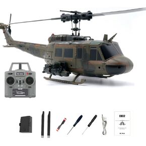 طائرة هليكوبتر C032 UH-1 Huey RC مع وضع التدفق البصري وثبات الارتفاع، طيران مقلوب ثلاثي الأبعاد، مقياس 1/48 2.4G 6CH نموذج جيرو ثابت بدون فرش in Kuwait