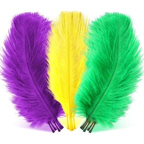MARFOREVER 45 Pcs Mardi Gras Feathers for Crafts, Purple Gold Green Feathers Bulk 6-10 inch Plume Carnival Feathers for Mardi Gras Costume DIY Crafts Party Home Decorations in Kuwait