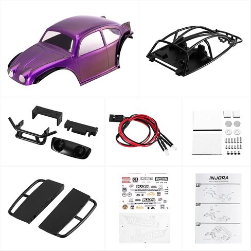 INJORA BUG18 Body with LCG Aluminum Universal Chassis for 1/18 RC Crawler TRX4M Upgrade(Purple) in Saudi Arabia