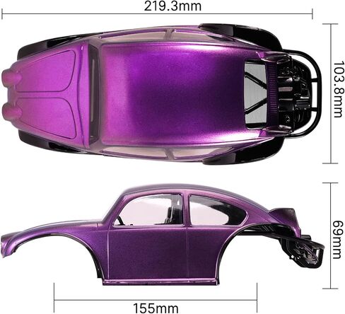 INJORA BUG18 Body with LCG Aluminum Universal Chassis for 1/18 RC Crawler TRX4M Upgrade(Purple) in Saudi Arabia