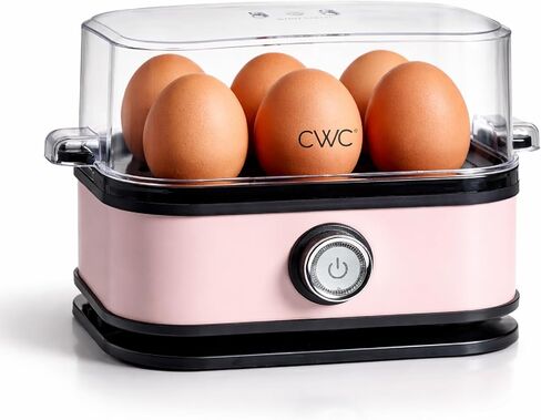 COOK WITH COLOR 6-Egg Capacity Egg Cooker – For Soft, Medium, Or Hard-Boiled Eggs, Rapid Cook Time, Auto Shut-Off & Boil-Dry Protection – Includes Tray, Measuring Cup & Lid – 210W Egg Maker, Pink in Kuwait